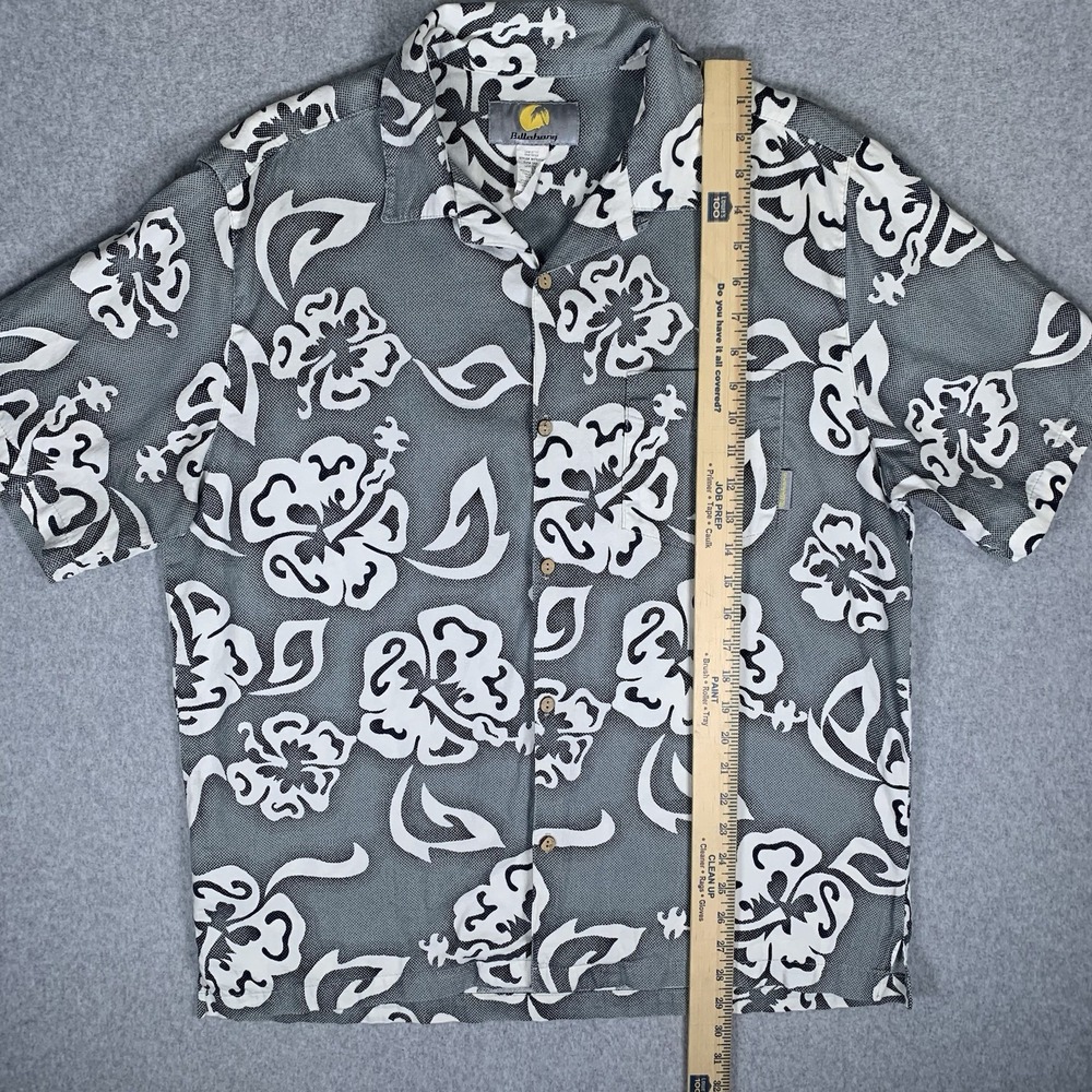 Vintage Billabong Hawaiian Shirt Medium Gray Surf Floral Made In USA - Picture 12 of 16